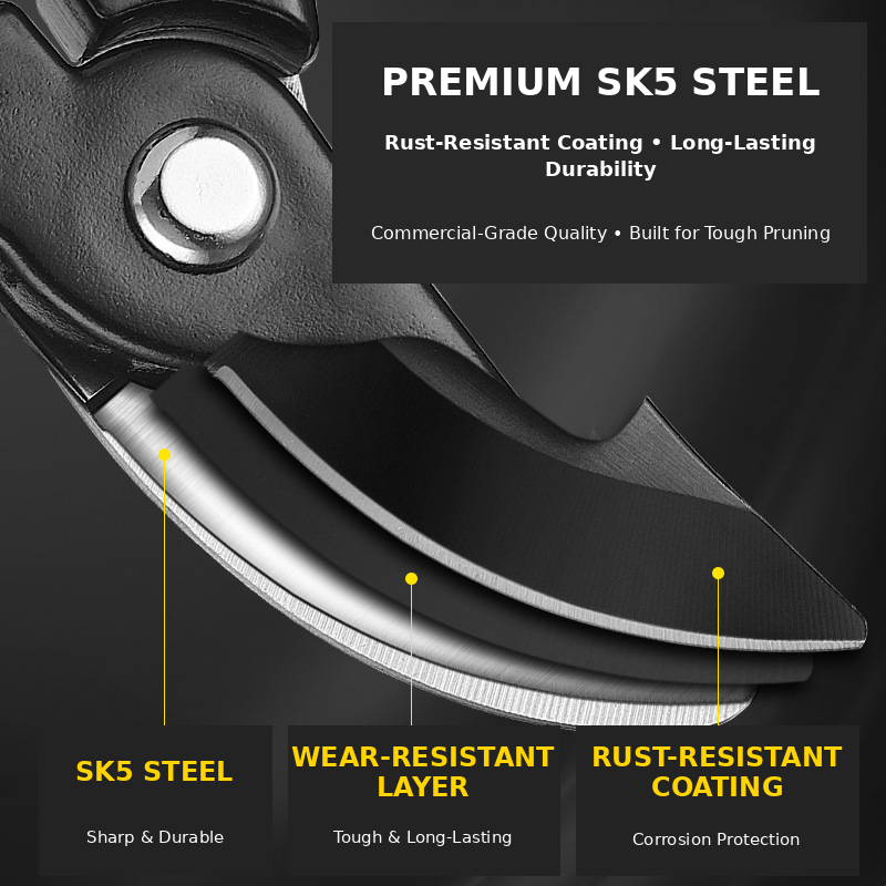 Professional SK5 Garden Pruning Shears – Heavy-Duty Sharp Branch Cutter with Ergonomic Non-Slip Handle for Plants, Flowers & Fruit Trees